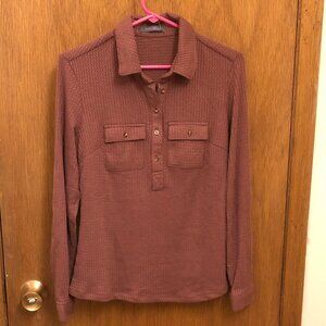Soft Suzy Shier waffle burgundy half placket shirt